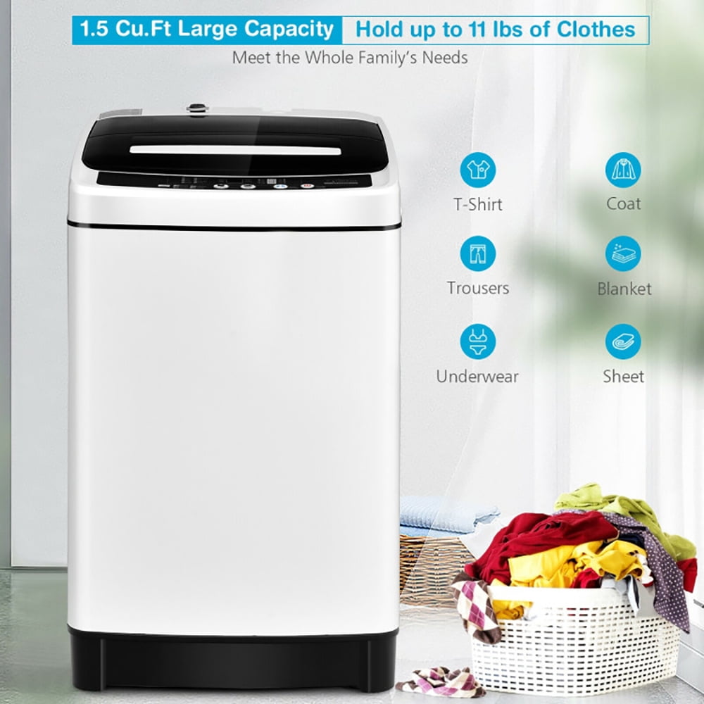 YYAo Washing Machine, Washer Machine,Full-Automatic Washing Machine 1.5 Cubic Feet 11 LBS Washer and Dryer-White