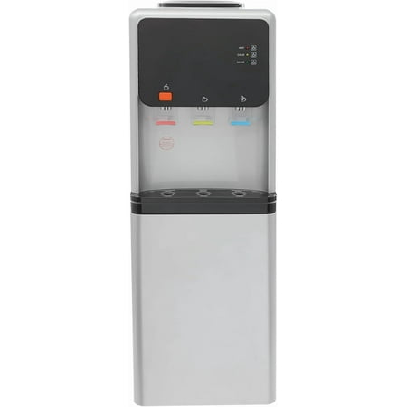 Top Loading Hot and Cold Water Dispenser, Water Cooler Dispenser for 3 or 5 Gallon Bottles, Water Machine with Safety Lock, Freestanding Electric Water Dispenser for Home Office School Gym (Silver)