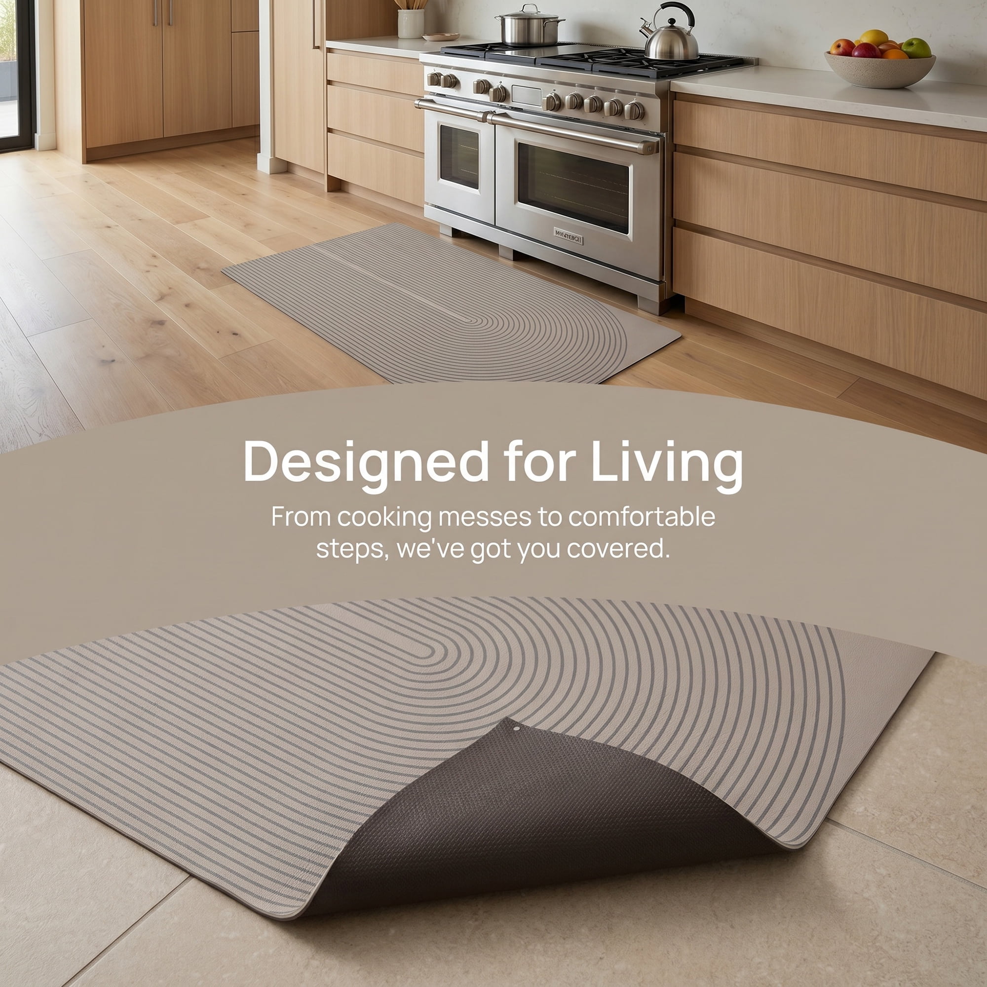 Unique Bargains Geometric Anti Waterproof Non Slip Rubber Mat Beige Geometry 30" x 18"