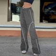 thumbnail image 4 of Gibobby Pantalones cargo para mujer Pantalones casuales sueltos con correa de múltiples bolsillos para mujer Pantalones tejidos de ropa de trabajo recta de cintura(Gris,G), 4 of 5
