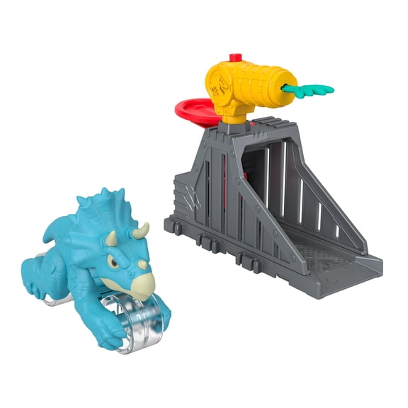 Imaginext Jurassic World Launcher Set with Chomping Toy Triceratops & 2 Accessories (Styles May Vary)