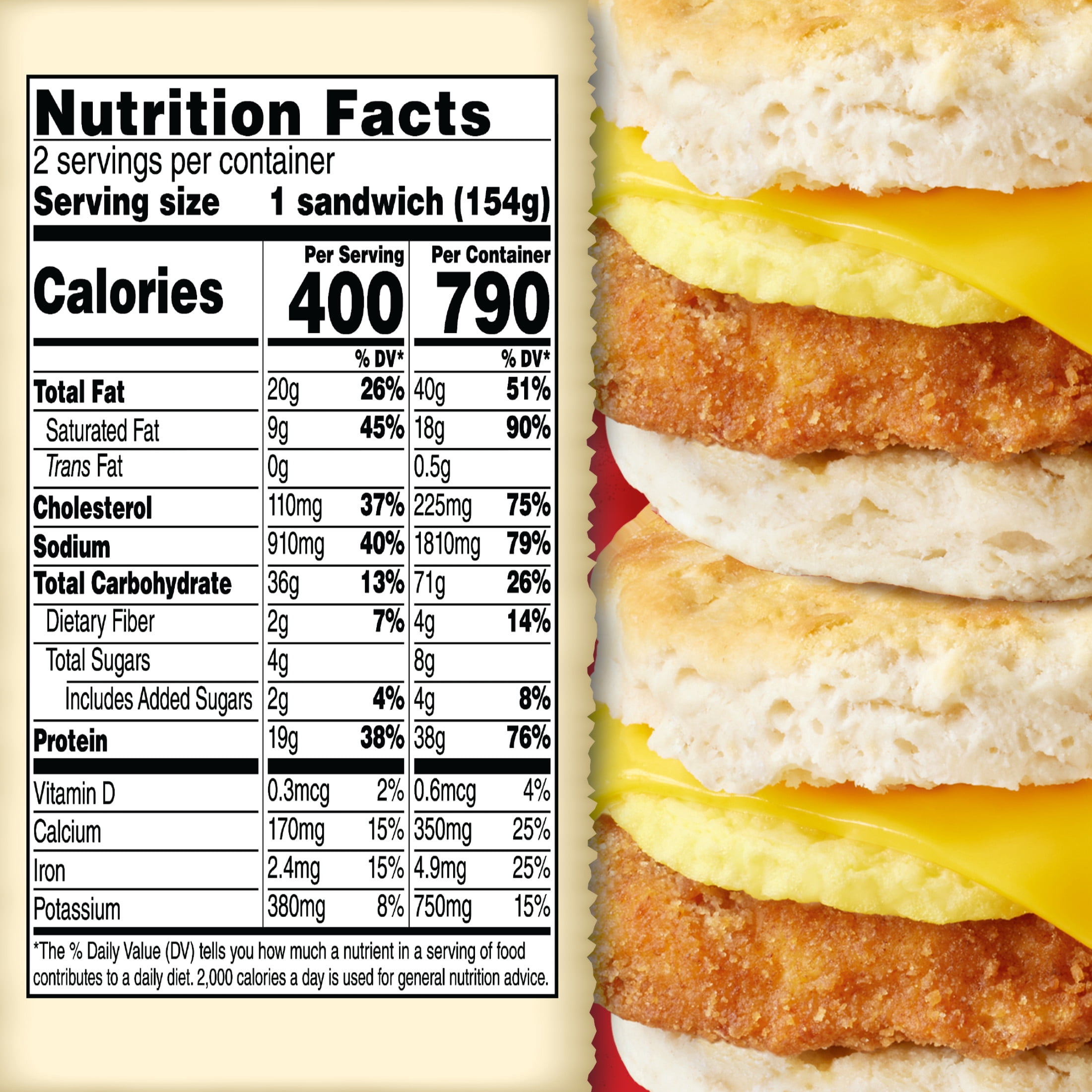 Jimmy Dean Chicken Buttermilk Biscuit Egg & Cheese, 11 oz, 2 Count (Frozen)