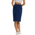 thumbnail image 3 of INSPIRE CHIC Women's Jean Skirt High Waist Back Slit Stretch Below Knee Length Denim Skirts M Dark Blue, 3 of 6