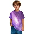 thumbnail image 5 of Kids Space Galaxies T Shirts Short Sleeve 3D Graphic Tees Shirts Funny Crew Neck T-Shirts Neon Novelty Clothes Purple， 5 Years, 5 of 7