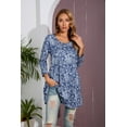 thumbnail image 3 of ENMAIN Womens Plus Size 3/4 Sleeve Blouses Casual Crew Neck Dress Shirts Blue Floral Tunics Tops 2XL, 3 of 8