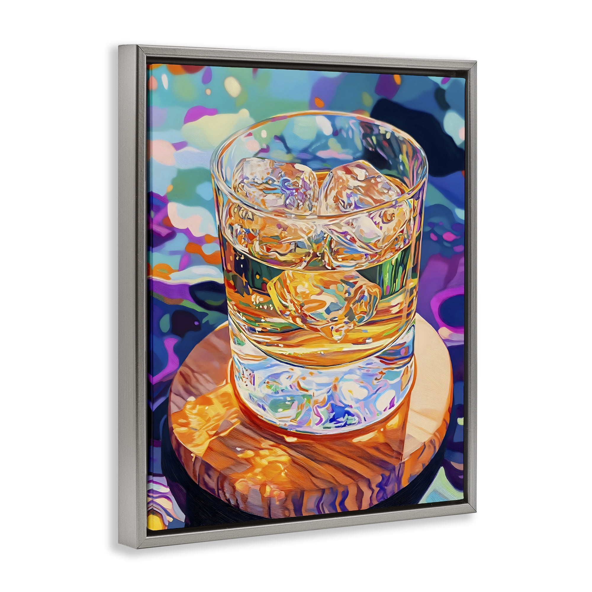 Stupell Industries Ice Cold Glass Reflections Gray Framed Floater Canvas Wall Art, design by Creative Studio