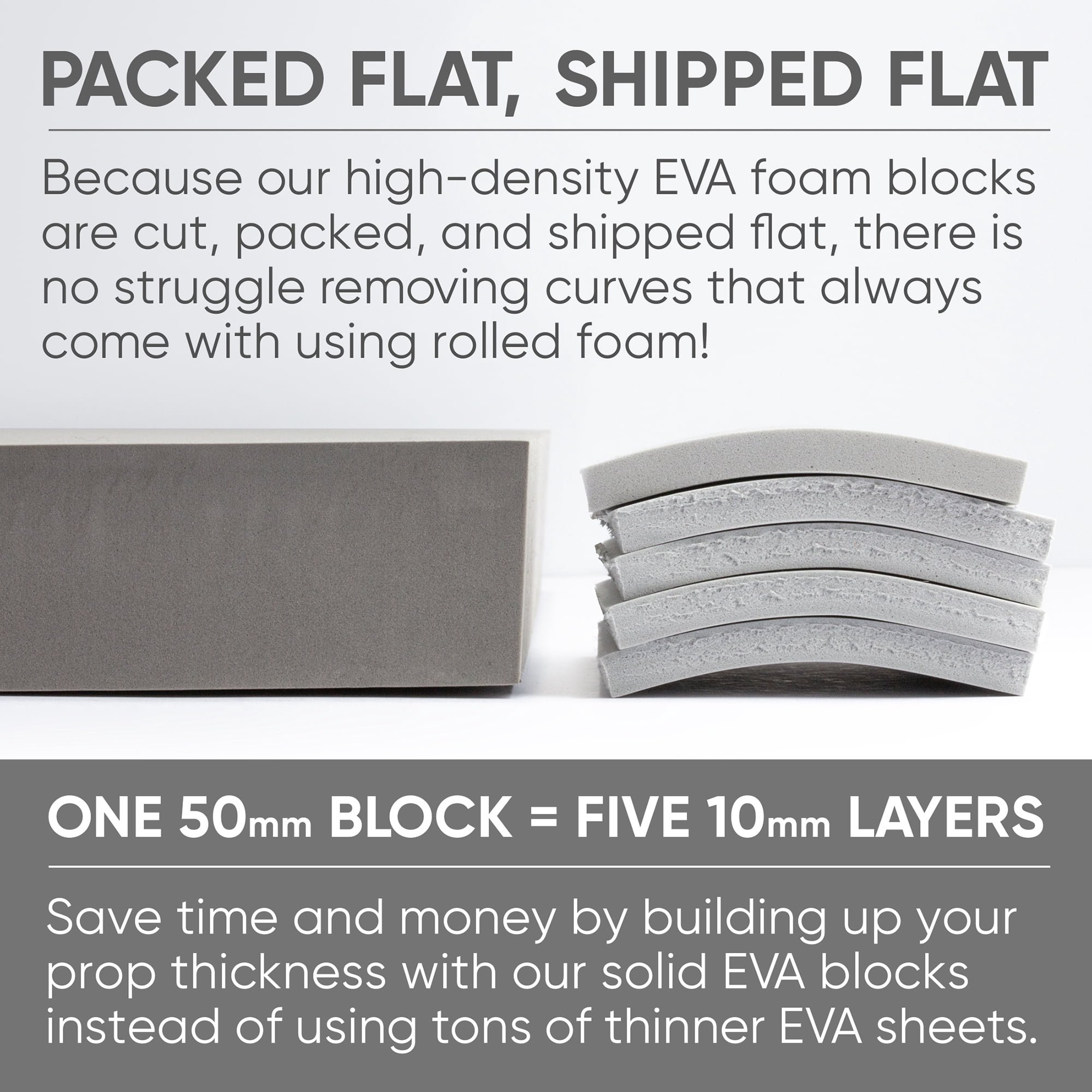 FOAM FORGE Ultra High Density EVA Foam 50mm Block (Single) - Perfect Material for Crafting Thick Cosplay Props!