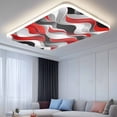 thumbnail image 2 of Red Black Grey Fluorescent Light Covers, Moire Modern Artwork Abstract Magnetic Light Covers for Ceiling Lights, Fluorescent Ceiling Shade Filters for Classroom Bedroom Office 4x2Ft x 1PCS, 2 of 8