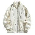 thumbnail image 2 of Levmjia Men's Flight Jacket Casual Plus-Size Polyester Multi-Pocket Zipper Outerwear Fashionable Sizes M-4XL Streetwear Comfort Fit Multiple colors to choose from White, 2 of 9