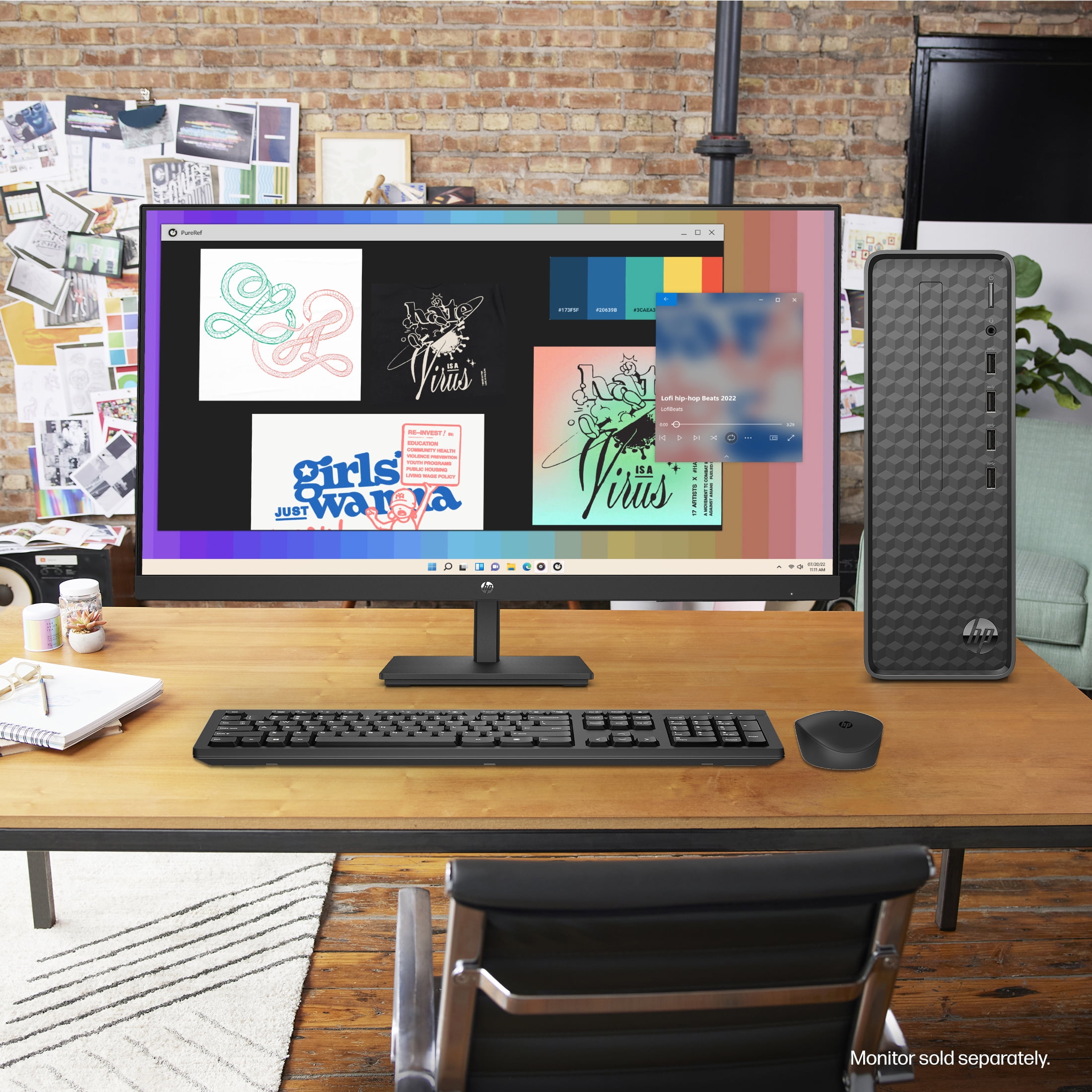 HP Slim Desktop PC, Intel Core i3-12100, 8GB RAM, 512GB SSD, Dark