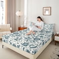 thumbnail image 4 of Manfei Traditional Flowers 4pcs Bed Sheets for Children Teens,Bohemian Floral King Sheets,Hippie Paisley Super Cozy Sheet Set,Microfiber Bedroom Decor, 4 of 7