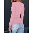 thumbnail image 5 of Womens Long Sleeve Shirts Square Neck Tops Ribbed Knit Basic Crop Tops Fall Outfits Fashion Clothes Pink XL, 5 of 8