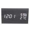 thumbnail image 3 of Reloj despertador Digital de madera, reloj LED electrónico Triangular con Control de voz para dormitorio, oficina, letras blancas de madera negra, 3 of 8