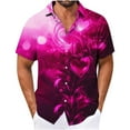 thumbnail image 2 of UVEASISHA Mens Valentines Day Hawaiian Shirt Big and Tall Fashion Heart Print Button Down Shirts Regular Fit Casual Short Sleeve Party Shirt Hot Pink 5XL, 2 of 5
