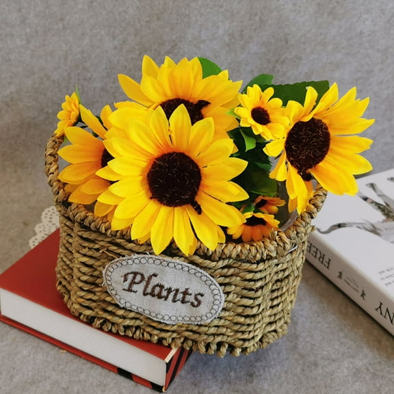 MLINS 2Pcs Artificial Sunflower Plastic Sunflower Bunch Sunflower Bouquet (Yellow)