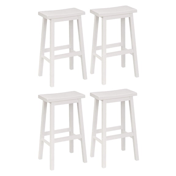 Classic 29 Inch Saddle Seat Kitchen Bar Counter Stool, White (4 Pack)