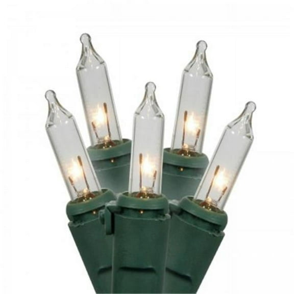 Vickerman 50 Clear Mini-Light on Green Wire, 16' Christmas Light Strand