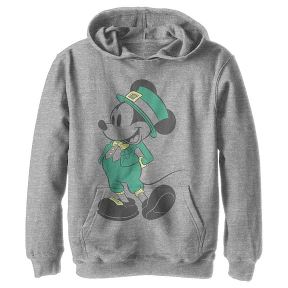 Boy's Mickey & Friends Mickey Mouse Leprechaun  Pull Over Hoodie Athletic Heather X Large