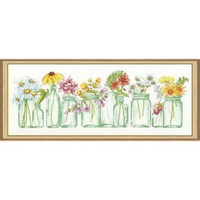 Dimensions 'Flowers Of Joy' Cross Stitch Kit – Gold Collection, 14 Count Black Aida, 18x9 Inch 3 thumbnail image