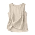 thumbnail image 2 of Linen Tank Tops For Women Linen Tops For Women Sleeveless Summer Linen Shirts Summer Beach Sleeveless Tops Cotton Boho Tops Lightweight Linen Blouses For Women Linen Clothing For Women Beige L, 2 of 9