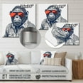 thumbnail image 4 of Designart "Monkey with Sunglasses in Grey and Orange" Animals Monkey Fashion Metal Wall Art Prints, 4 of 5