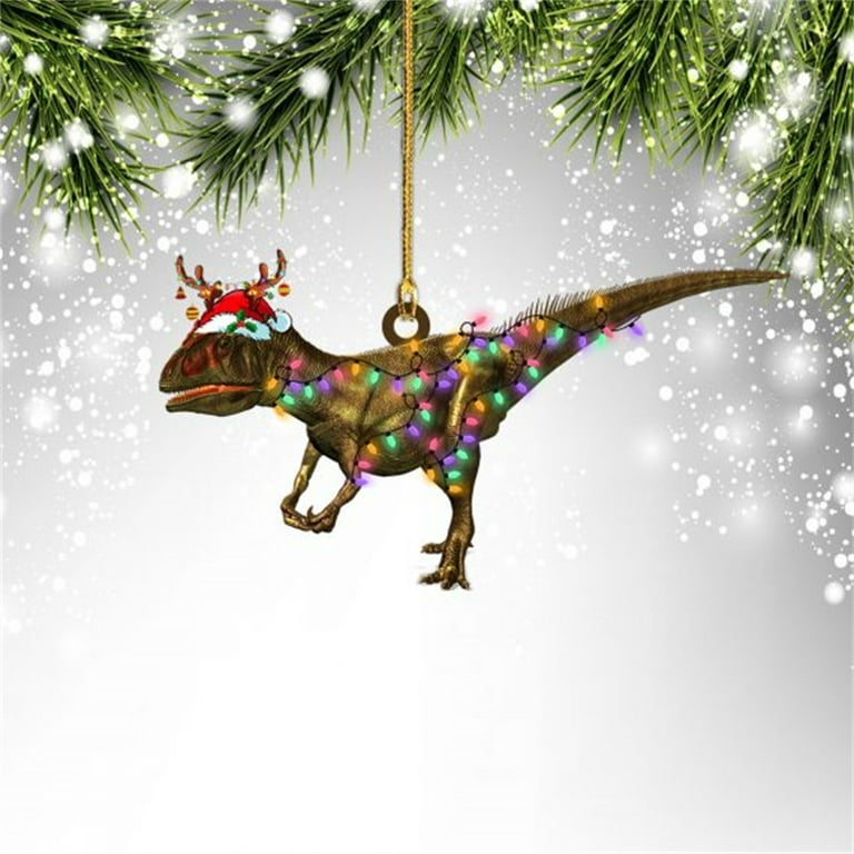 Christmas Tree Ornaments Decorations Woodens Dinosaur Statue Crafts Car  Accessories Xmas Hanging Decoration Decorated Beautiful for Christmas Tree
