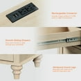 thumbnail image 6 of 2 Pack Beige End Tables with Charging Station, Farmhouse Side Table with Power Outlets & USB Ports for Bedroom, 6 of 7