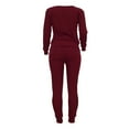 thumbnail image 4 of YWDJ Cute Pants for Women Trendy Women Tracksuits Sportswear Long Sleeve Pullover Trousers Casual Suit Wine L, 4 of 6