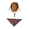thumbnail image 4 of Accesorios de vestuario de vaquero de mascota sombrero de vaquero y pañuelo divertido para el cumpleaños del gato M rojo, 4 of 8