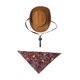 thumbnail image 4 of Accesorios de vestuario de vaquero de mascota sombrero de vaquero y pañuelo divertido para el cumpleaños del gato M rojo, 4 of 8