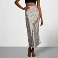 thumbnail image 2 of WRKEKC Long Skirts for Women Satin Printed Elastic Waist Maxi Skirt with Casual Lounge Style and Ankle Length, 2 of 7