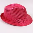 thumbnail image 4 of Doomiva Uniex Women Men Sequin Fedora Hat Disco Hat Jazz Dance Stage Performance Hot Pink One Size, 4 of 4