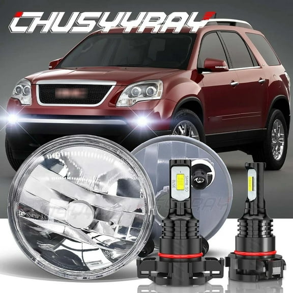 CHUSYYRAY For GMC ACADIA 2007-2012 LED Fog Lights Front Bumper Lamp Clear Lens LH/RH 6000K White