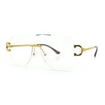 thumbnail image 5 of Oversize Luxury Hip Hop Gangster Swagger Rimless Racer Shield Eyeglasses [Yellow Gold Brown], 5 of 7