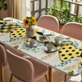 thumbnail image 3 of Bee Love Table Cloths for 8 Foot Rectangle Tables, Daisy Eucalyptus Leaves Linen Rustic Beige Patio Waterproof Elastic Fitted Tablecloths, Washable Rectangular Table Cover for Camping, 3 of 8