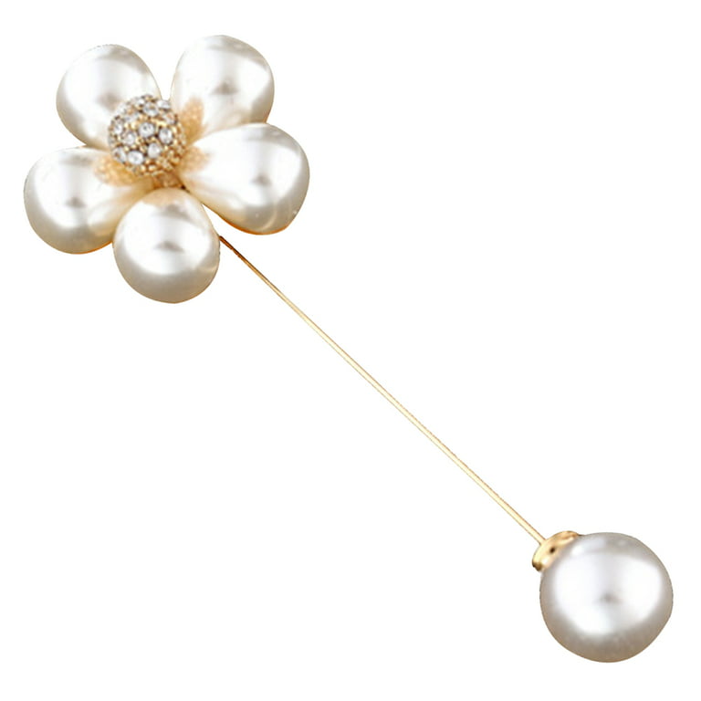 Stylish Women's Stationary Slip Pin Simple Pearl Brooch Women's