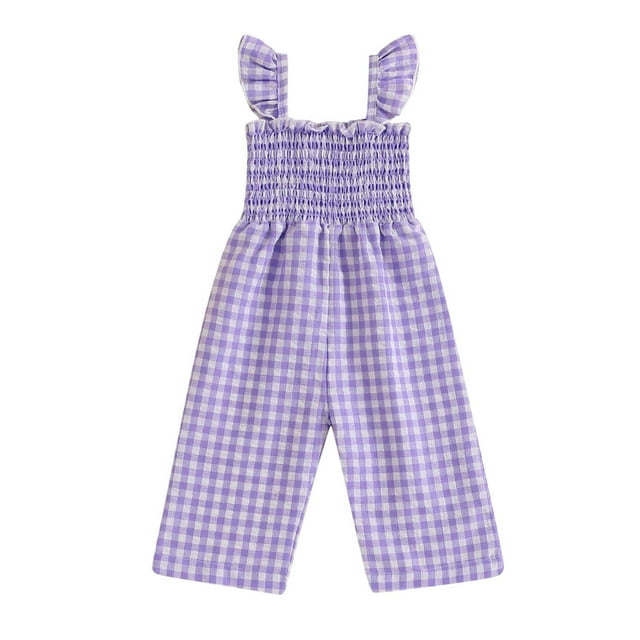 TBWNWG Combinaison Fille, Combinaisons Sans Manches à Carreaux pour Filles de 3-4 Ans