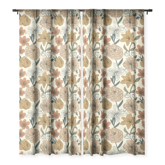 Society6 Emanuela Carratoni Spring Floral Mood Single Panel Sheer Window Curtain 50" x 96"