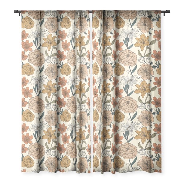 Society6 Emanuela Carratoni Spring Floral Mood Single Panel Sheer Window Curtain 50" x 96