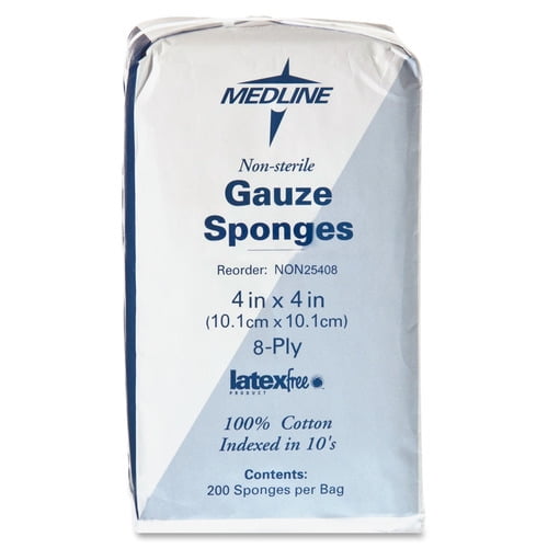 Medline Nonsterile Woven Gauze Sponges - 8 Ply - 4 Medline Nonsterile Woven Gauze Sponges - 8 Ply - 4
