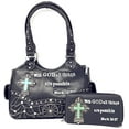 thumbnail image 7 of Western Embroidery Scripture Women Rhinestone Cross Bible Verse Handbag Wallet in 23 Colors, 7 of 7
