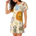 thumbnail image 2 of Pofeuu Animals Print Women's Loose Fit Short Sleeve Nightgown, Comfortable Sleep Dress for Women, Casual Lounge Sleepwear, Soft Cotton Sleep Dress, 2 of 6