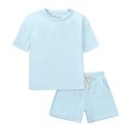 thumbnail image 2 of Hiijoy Toddler Boys Summer Outfits 2 Piece Tracksuit Solid Short Sleeve T Shirt with Shorts Set, Sizes 4-5T, 2 of 8
