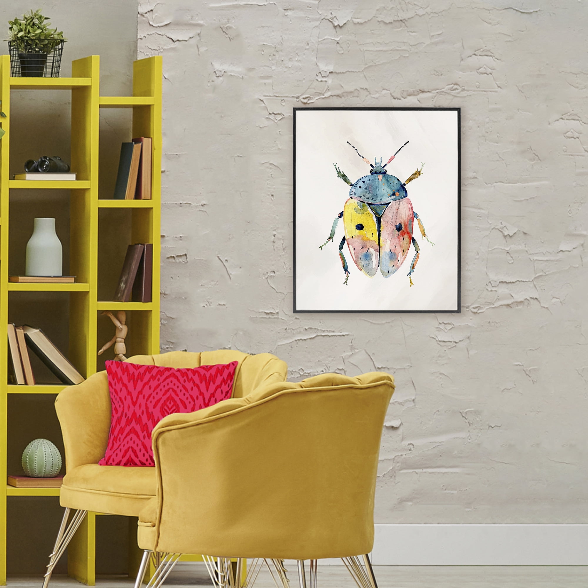 Stupell Industries Whimsical Boho Beetle Black Framed Giclee Art, design by Kim Allen