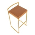 thumbnail image 3 of Fuji Contemporary Barstool In Gold With Camel Faux Leather - Set Of 2, 3 of 8