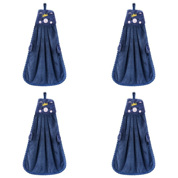 4X Hand Towel for Kitchen Coral Velvet Microfiber Quick Dry Absorbent Cleaning Cloths Home Bath Terry Towels-Blue