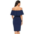 thumbnail image 5 of Ecavus Maternity Dress Off Shoulder Ruffle Bodycon Dress Navy XL, 5 of 5