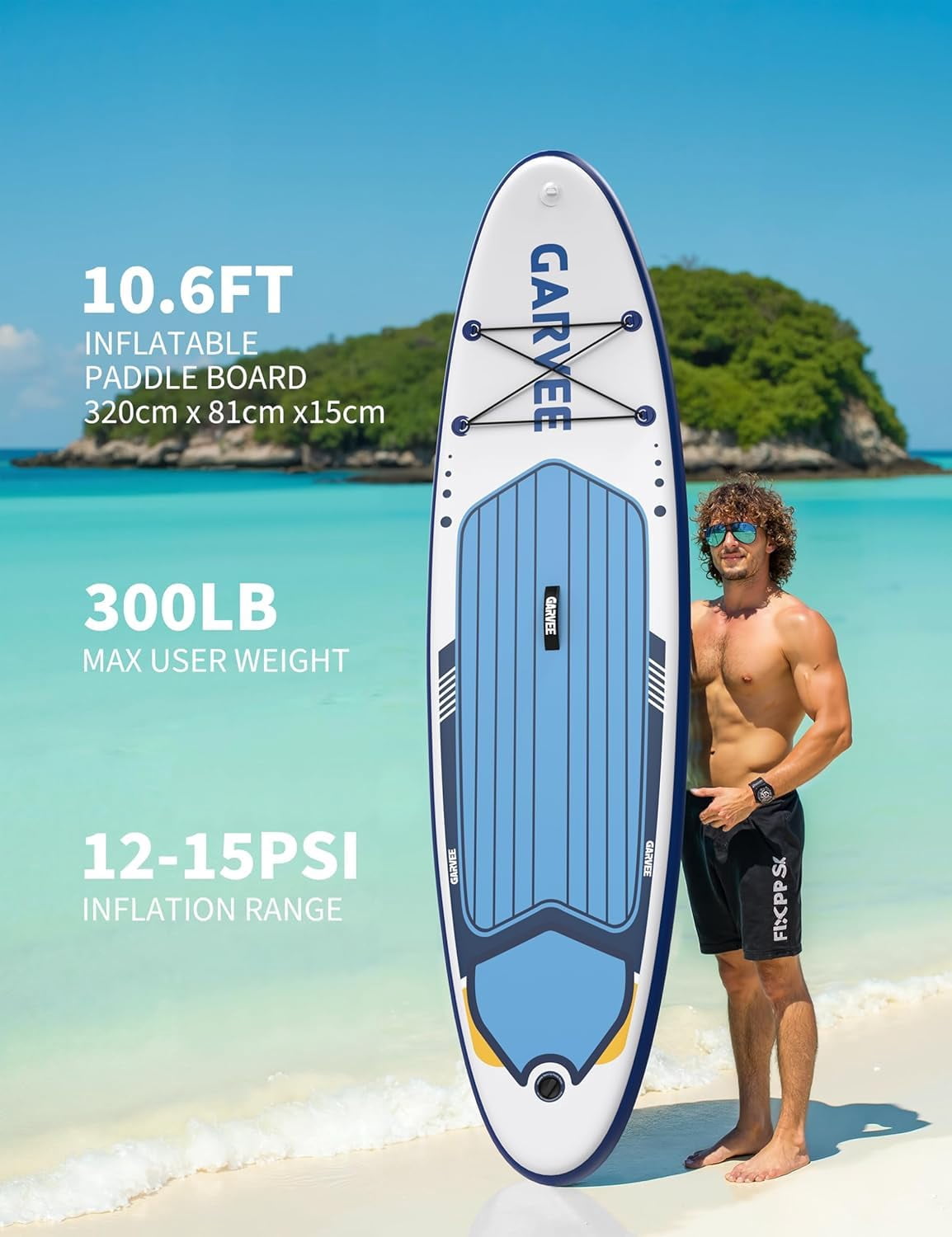 Inflatable Stand Up Paddle Board for Adults, 10.6 ft SUP Board with Premium Accessories, Non-Slip Deck, Ultra-Light Backpack, Pump, Ankle Leash, 300 lb Capacity
