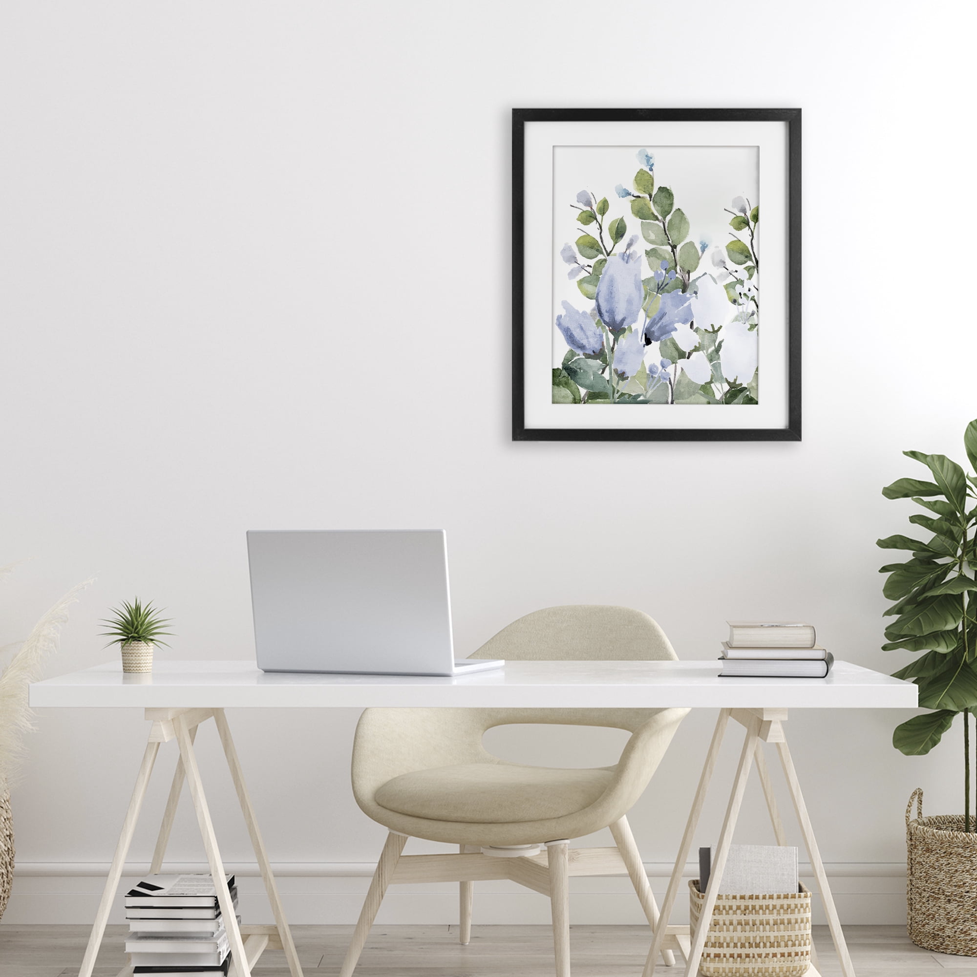 Stupell Industries Blue Spring Botanicals Black Framed Print Under Glass, design by Kim Allen