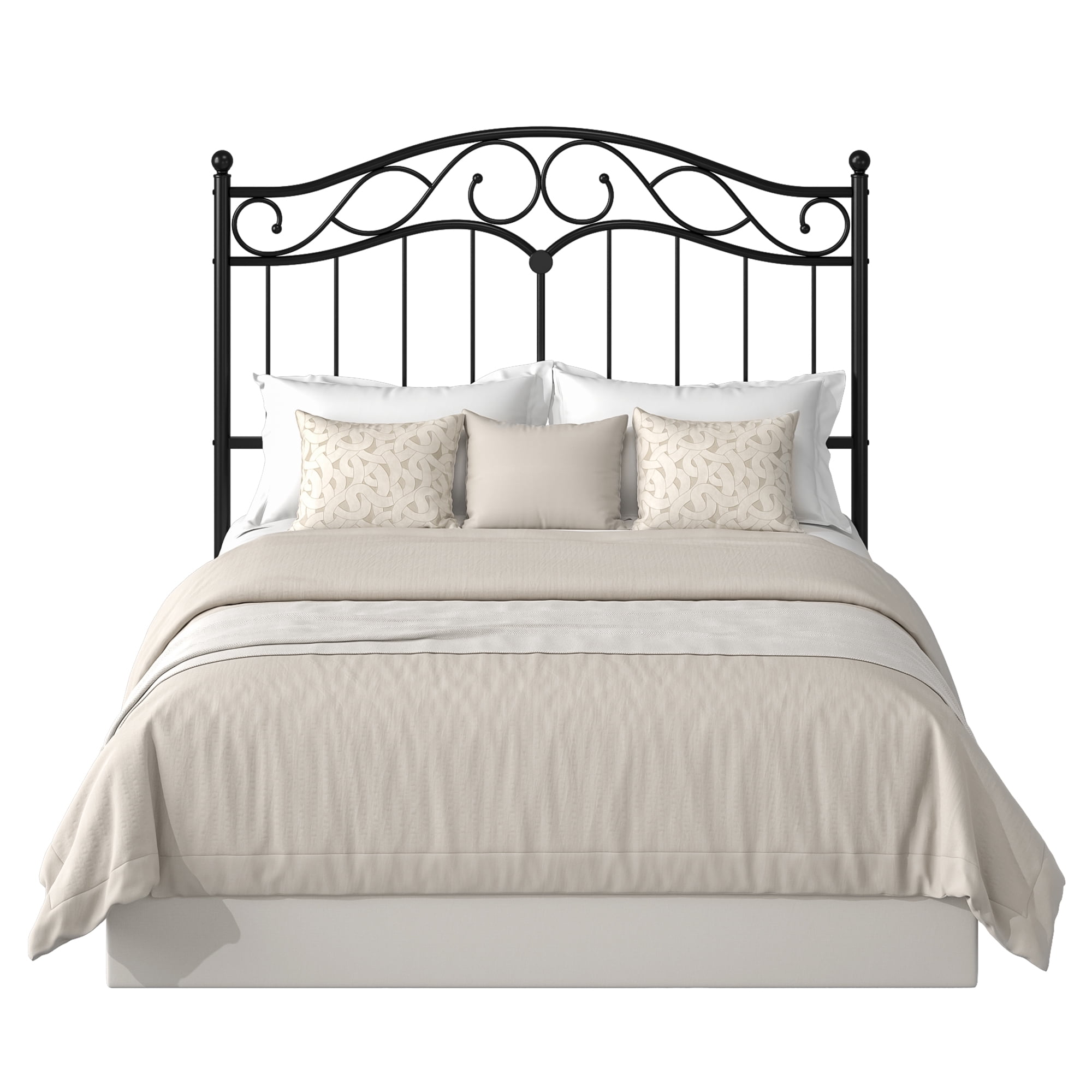 Yoneston Retro Sturdy Cute Scrolled Metal Queen Size Headboard with Adjustable Height for Queen Beds, Black